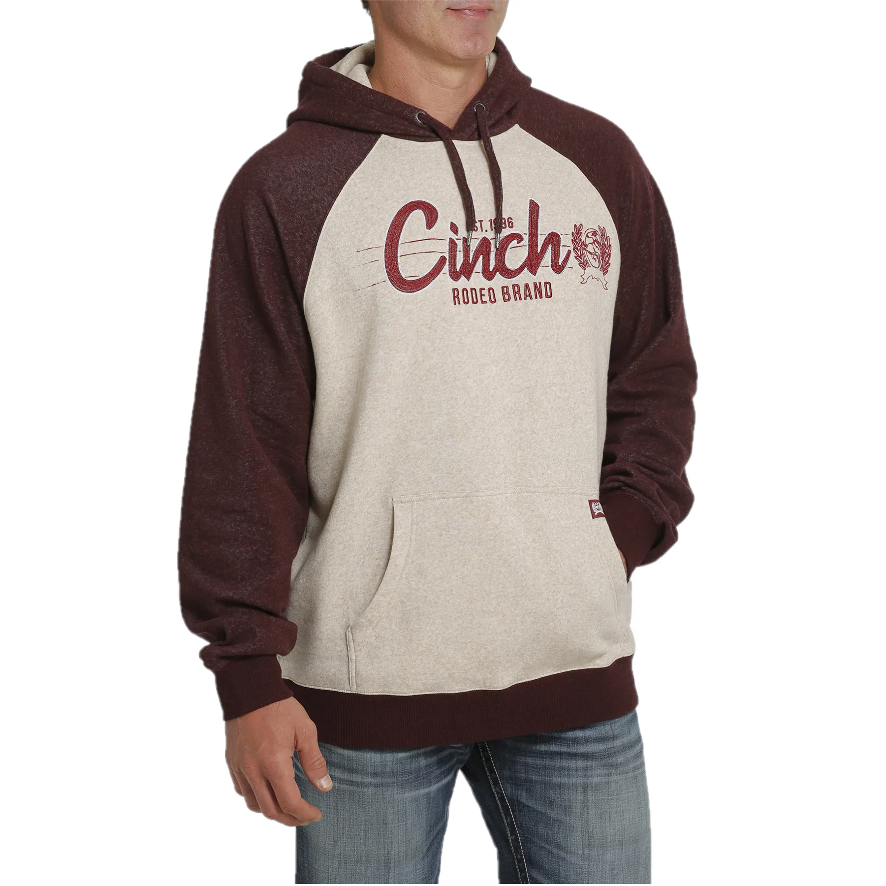 Cinch® Men's Logo Khaki & Burgundy Pullover Hoodie MWK1217008