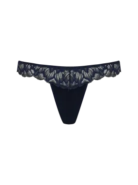 Coco De Mer Azzurra Skirted Thong in Sapphire