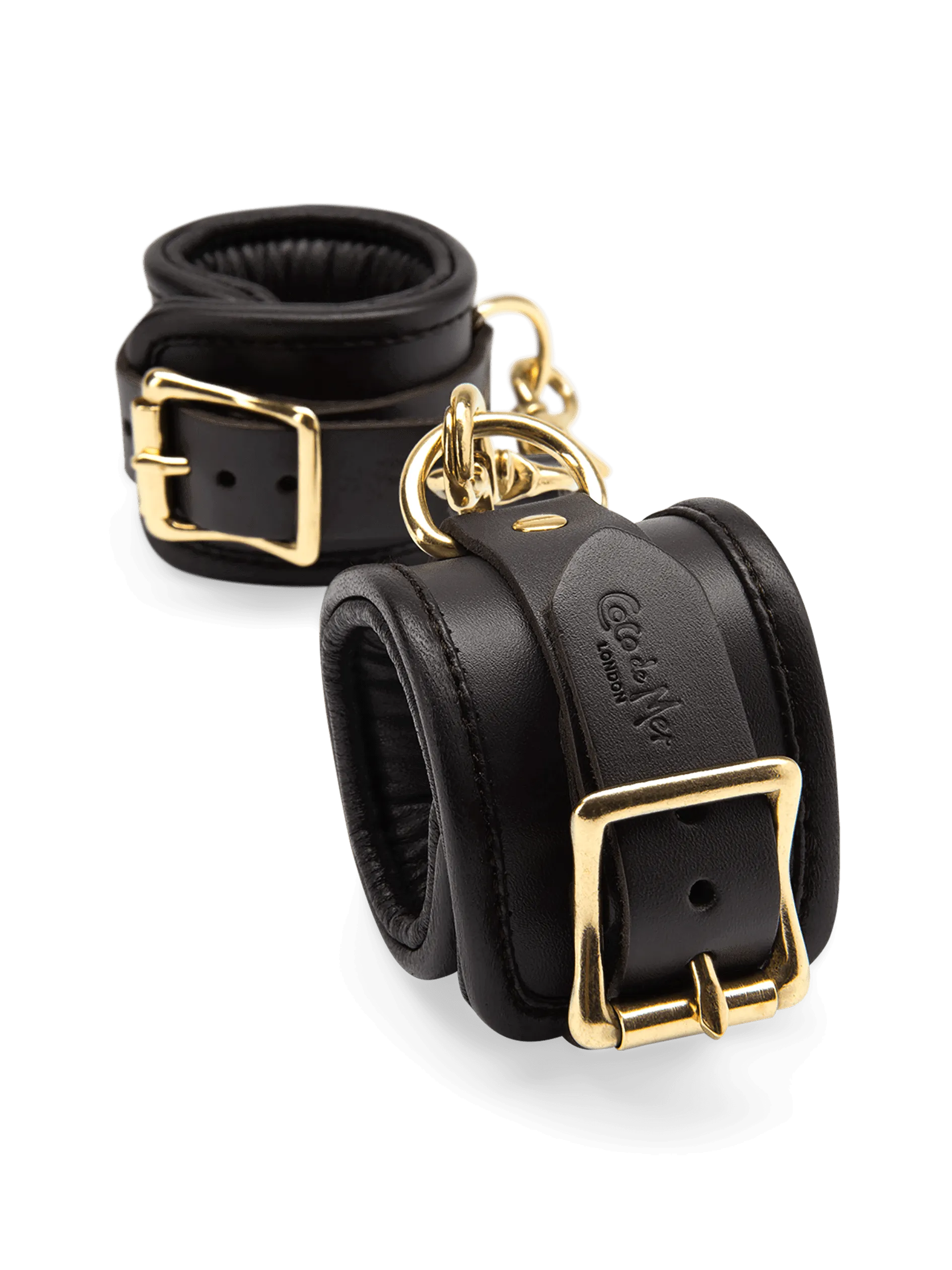 Coco de Mer Black Leather Wrist Cuffs