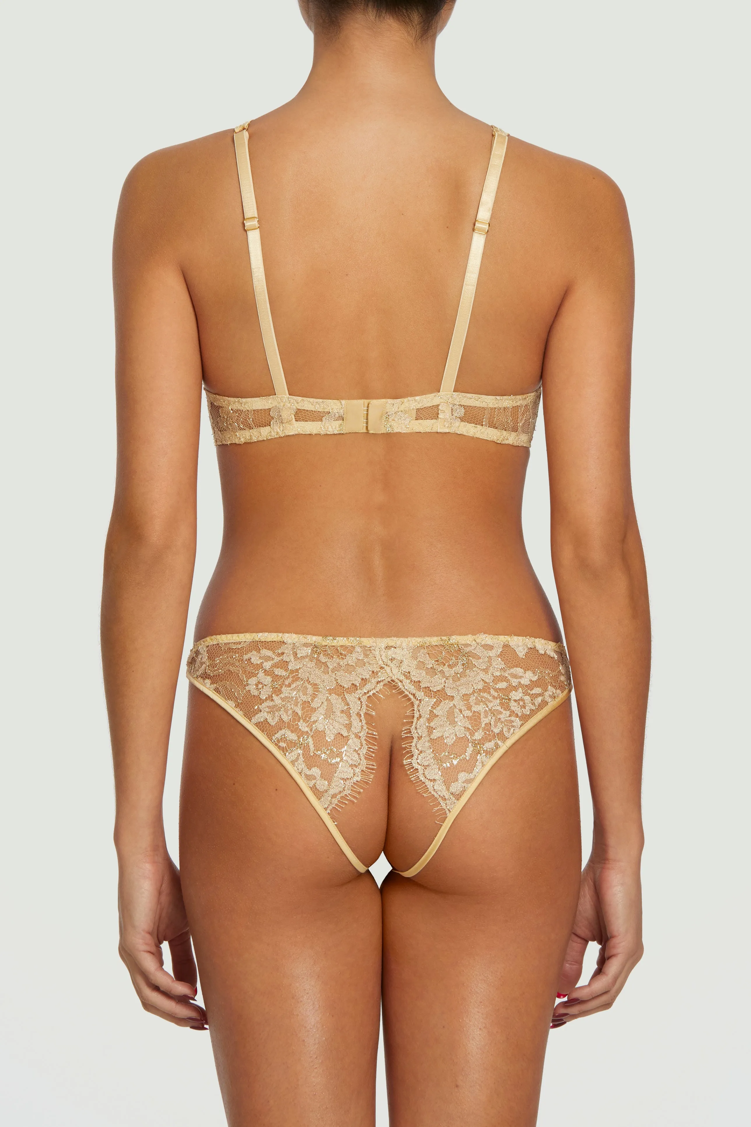 Coco de Mer Fiorella Open Knicker in Gold