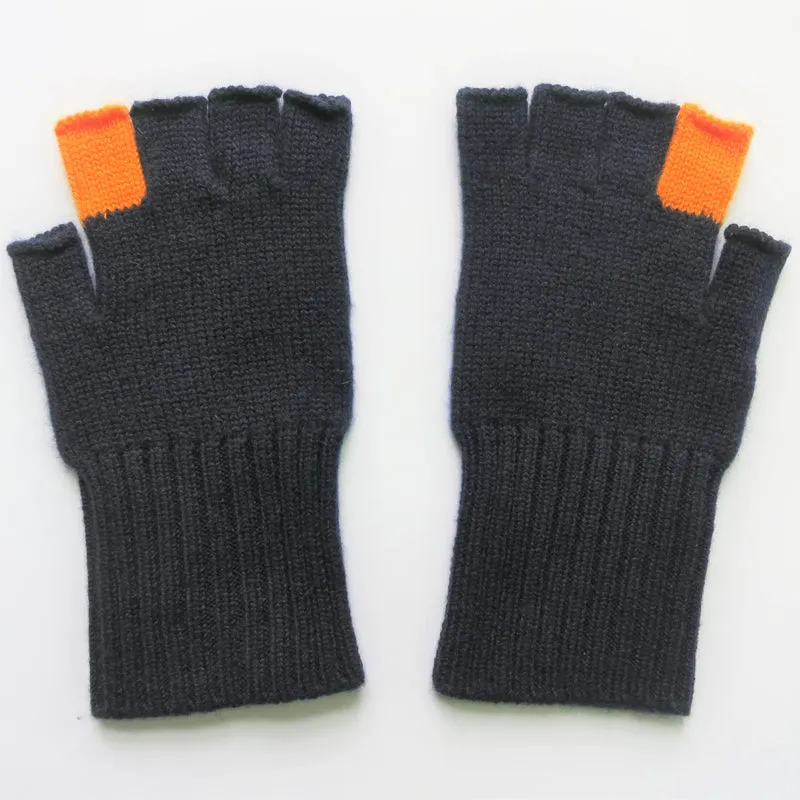 Contrast Fingerless Gloves