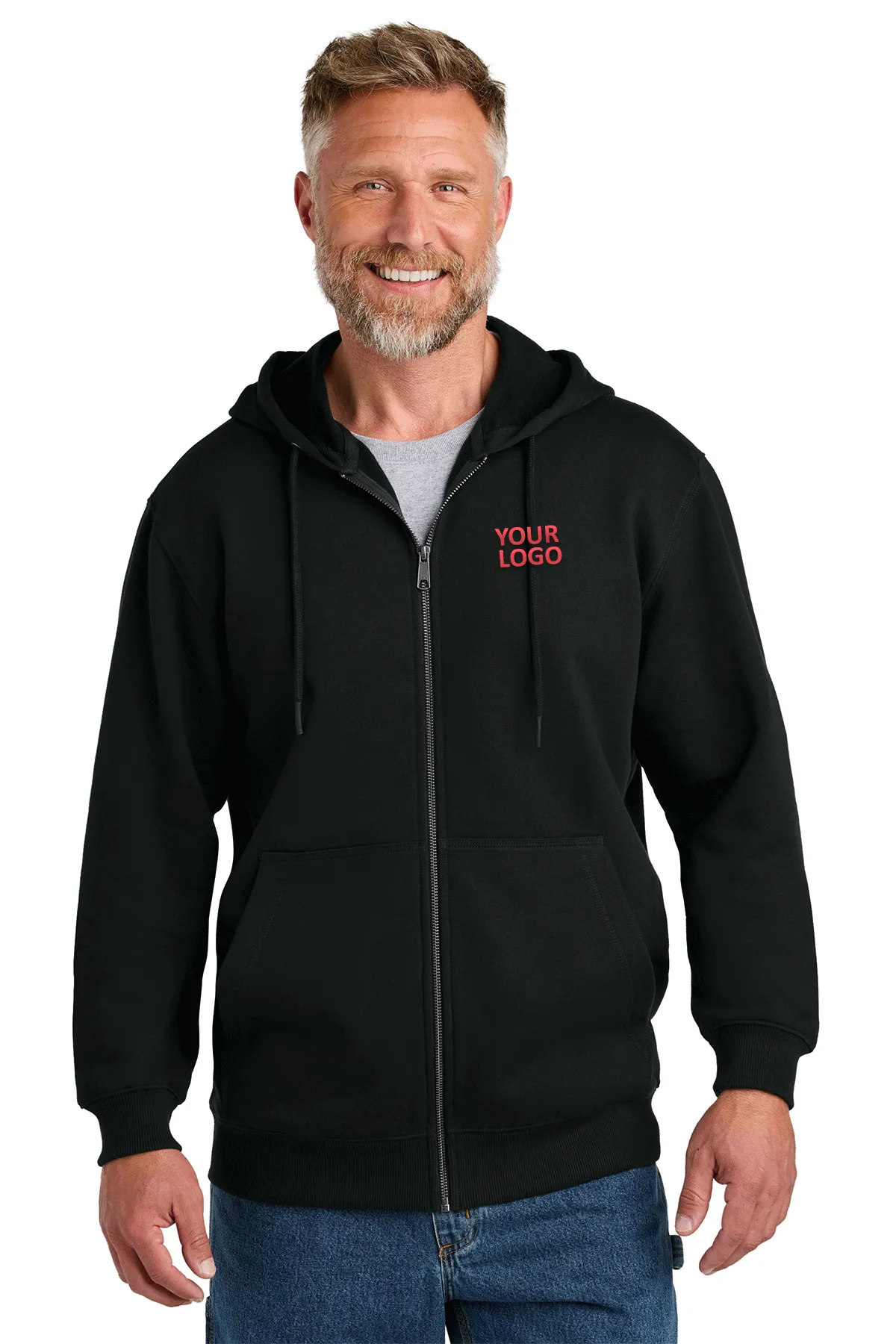 CornerStone Tough Fleece Custom Full-Zip Hoodies, Black