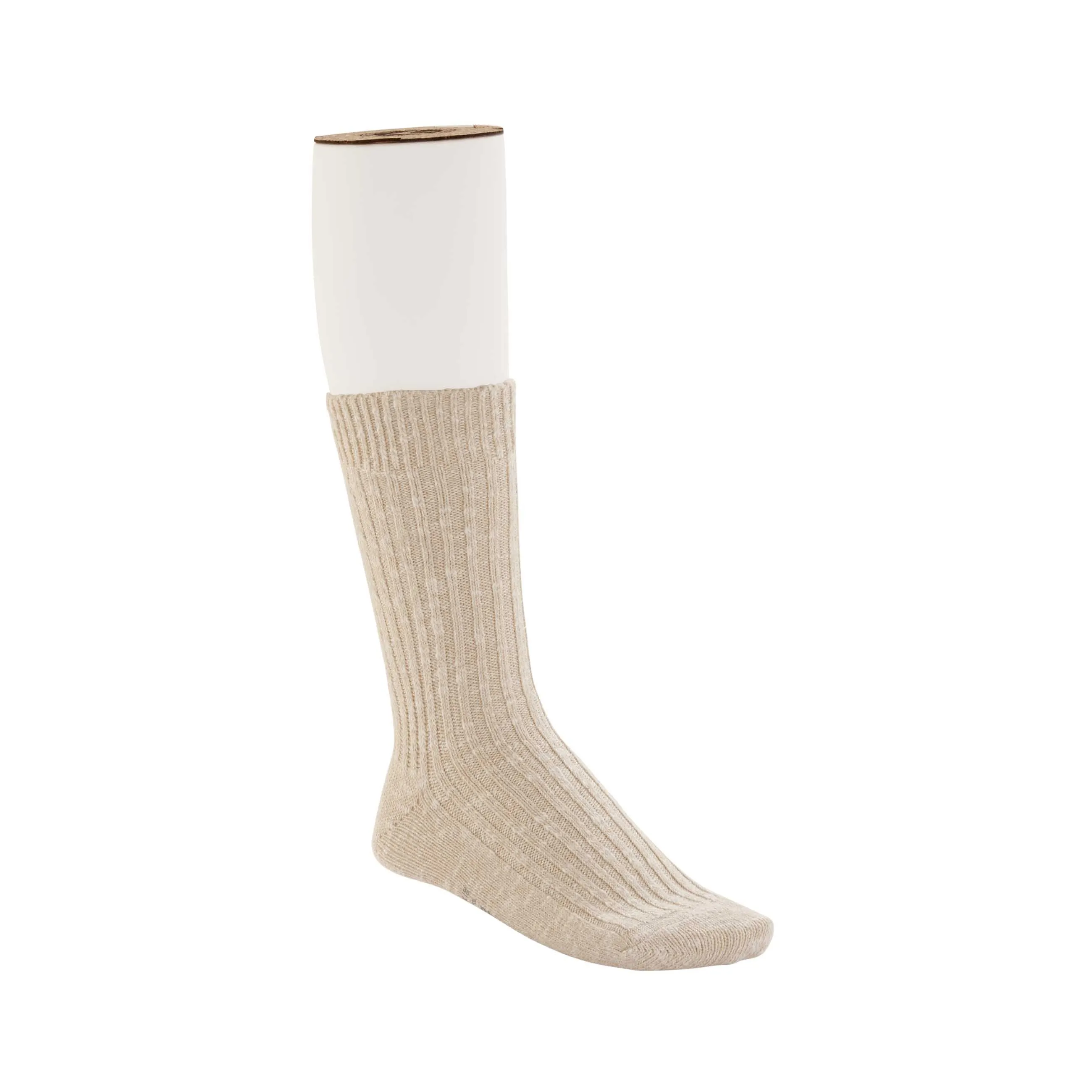 Cotton Slub Socks Men Beige White