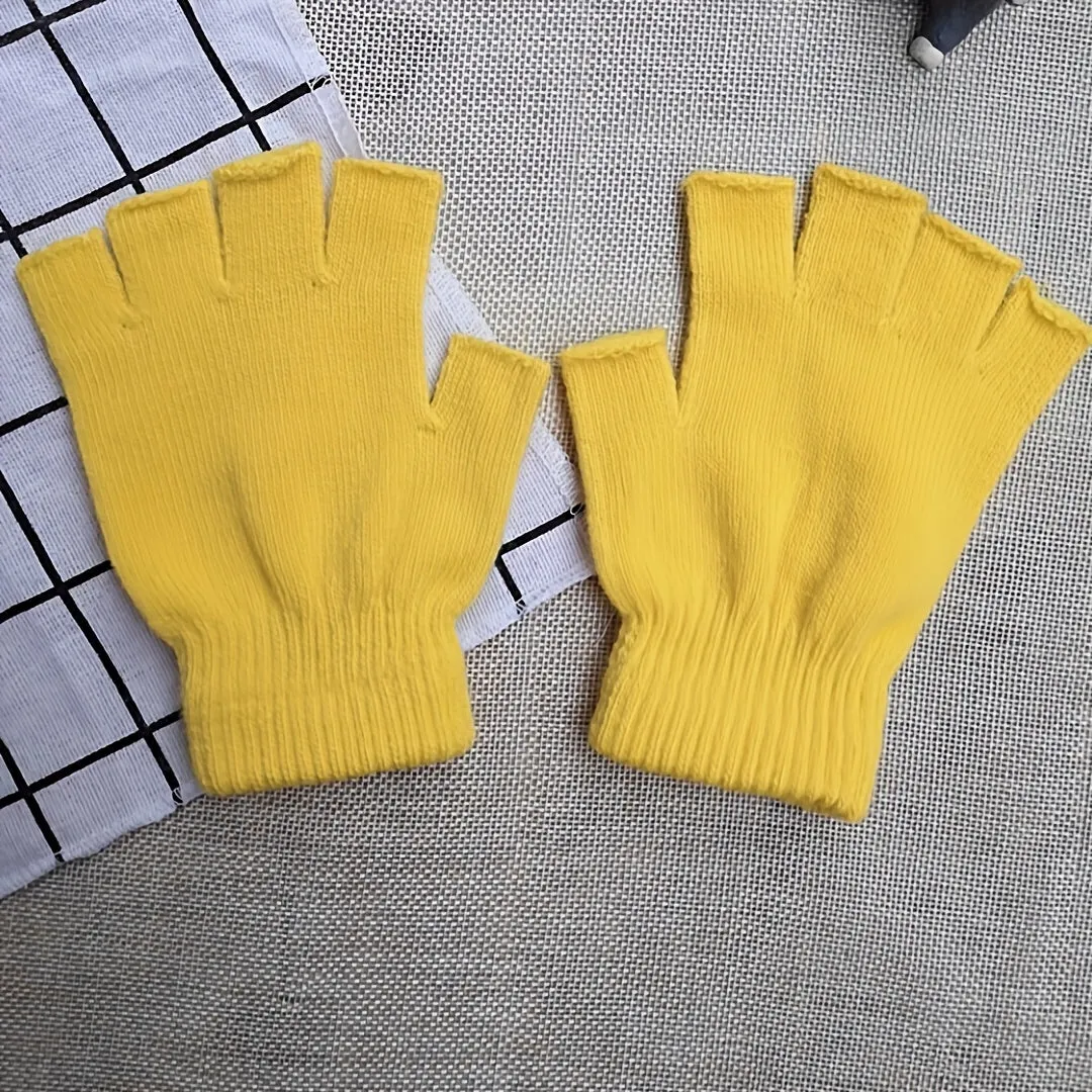 Cozy Half Finger Knit Gloves for Men and Women