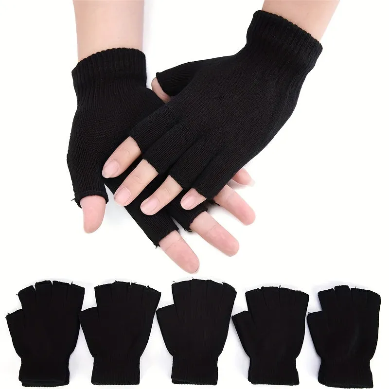 Cozy Half Finger Knit Gloves for Men and Women