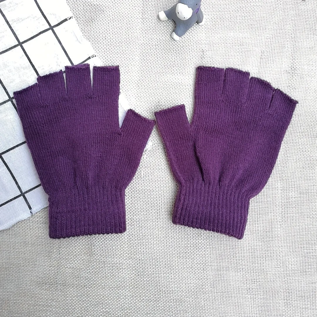 Cozy Half Finger Knit Gloves for Men and Women