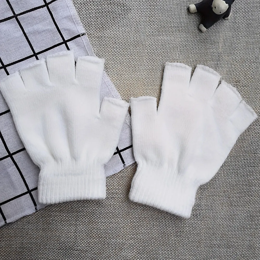 Cozy Half Finger Knit Gloves for Men and Women