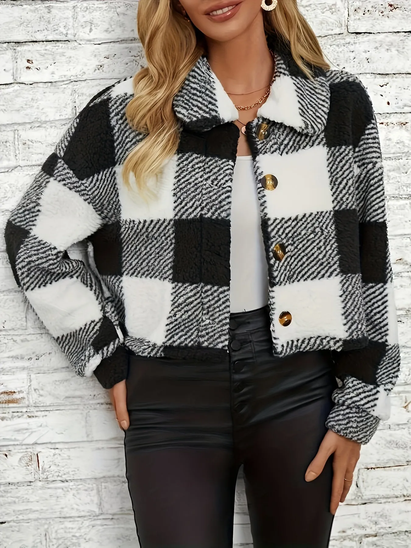 Cozy Plaid Teddy Coat Versatile Winter Outwear for Women