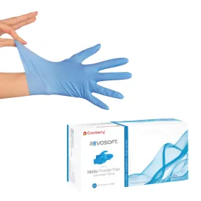 Cranberry REVOSOFT Blue Nitrile Gloves - Exam Grade Powder Free (2.8 Mil), 3000 Gloves