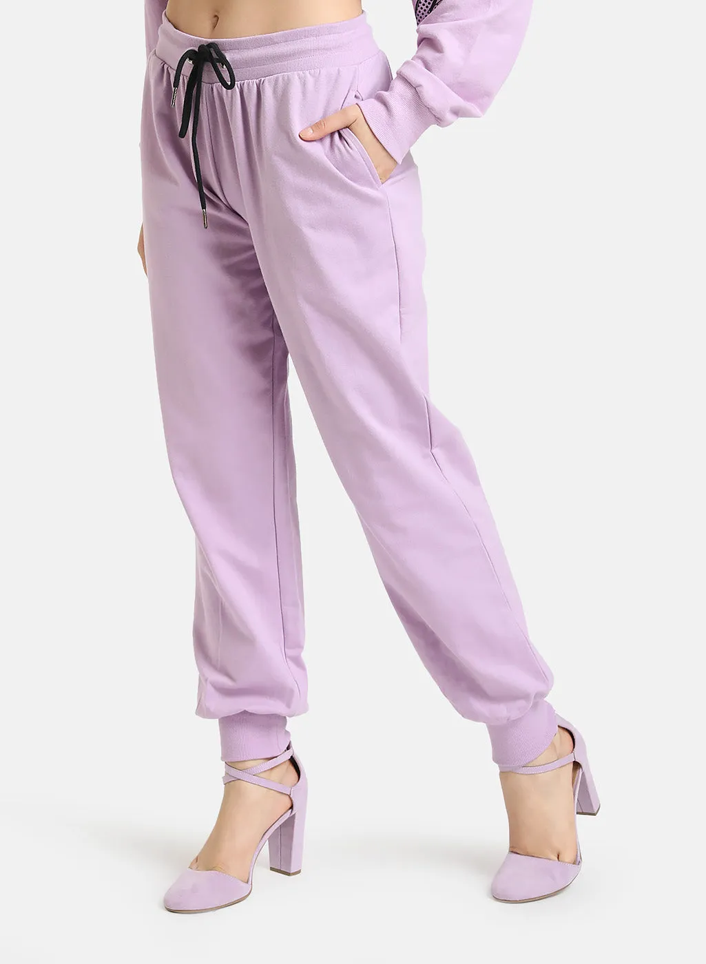 Disney Contrast Drawstring Lilac Joggers