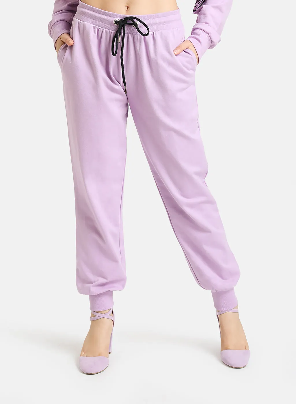 Disney Contrast Drawstring Lilac Joggers