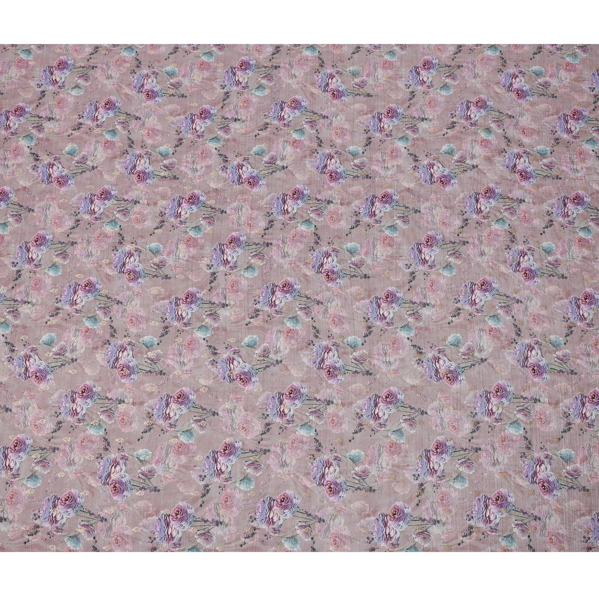 Dusty Rose Floral Linen-Cotton Blend Fabric, 110 cm Wide, Made in India-D20972