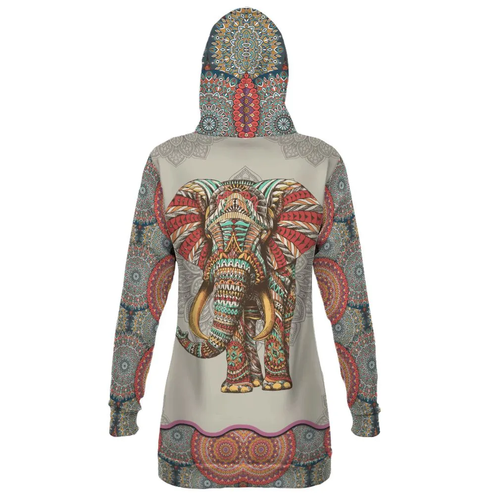 Elephant Mandala Pullover Hoodie Dress