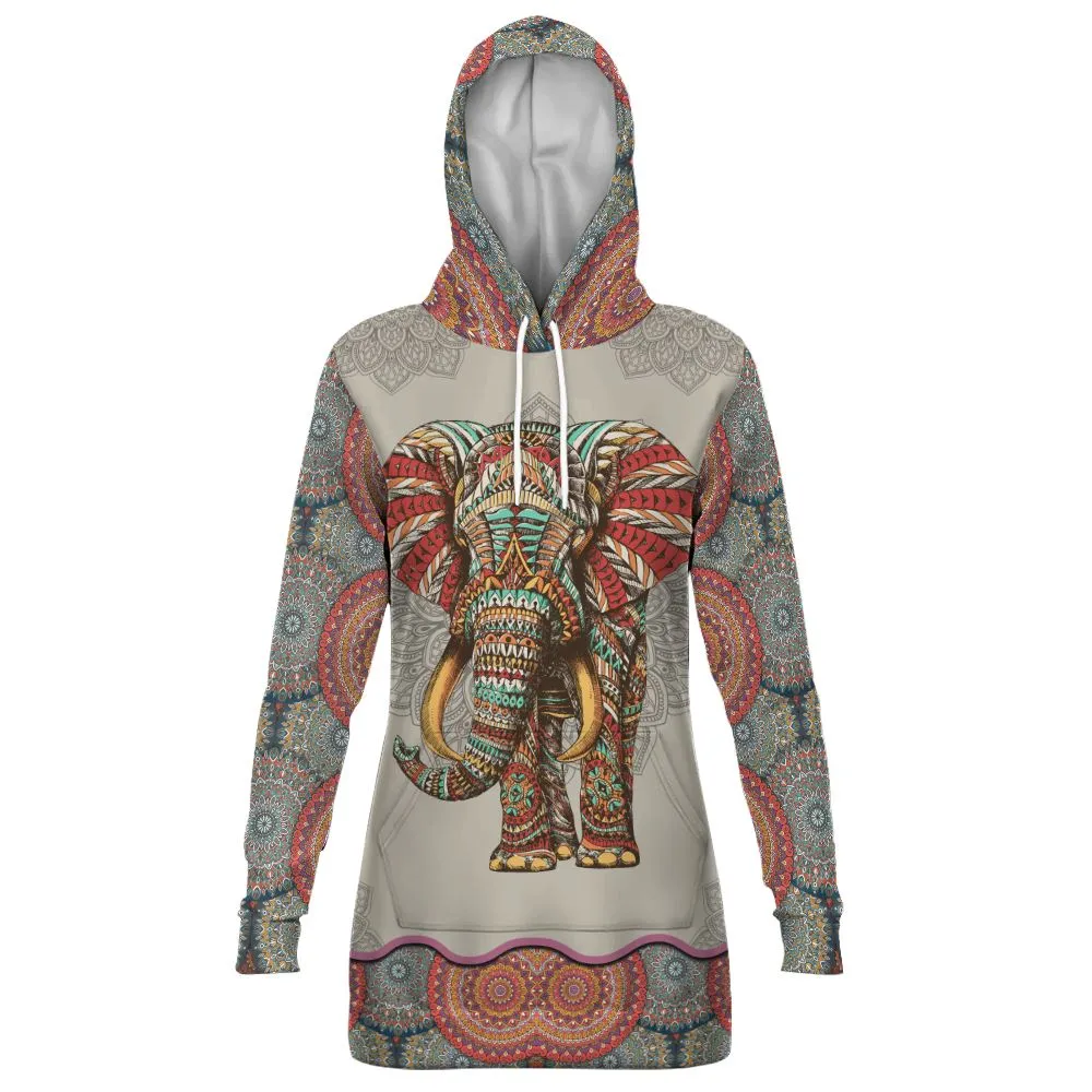 Elephant Mandala Pullover Hoodie Dress