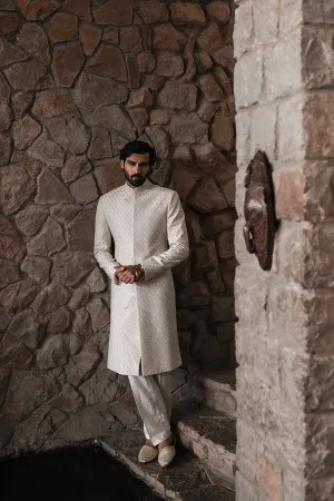 EMBROIDERED SHERWANI WITH HERITAGE SHAWL