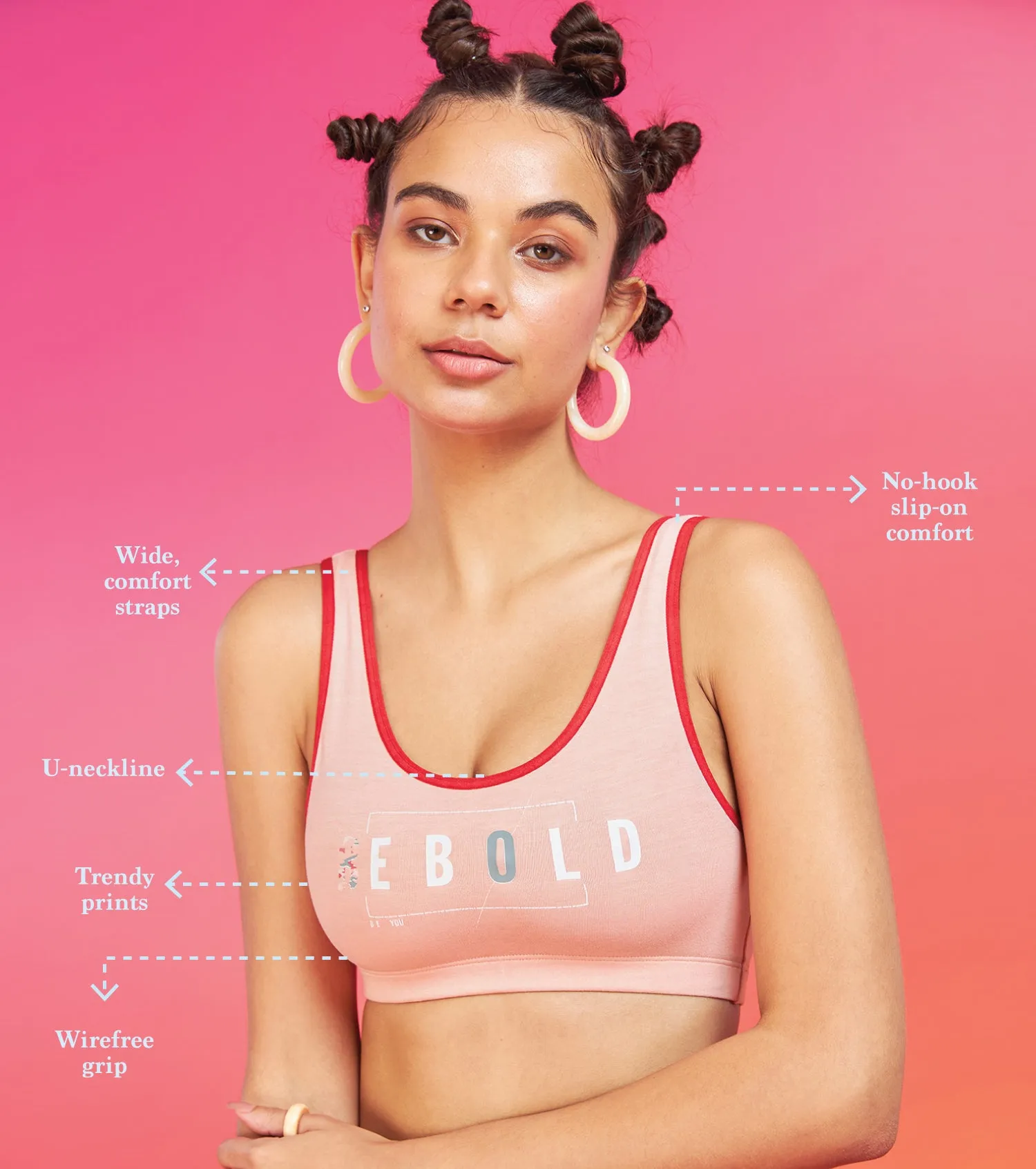 Enamor XO Coral Cloud Non-Wired Removable Padding Regular Bra - Zenya