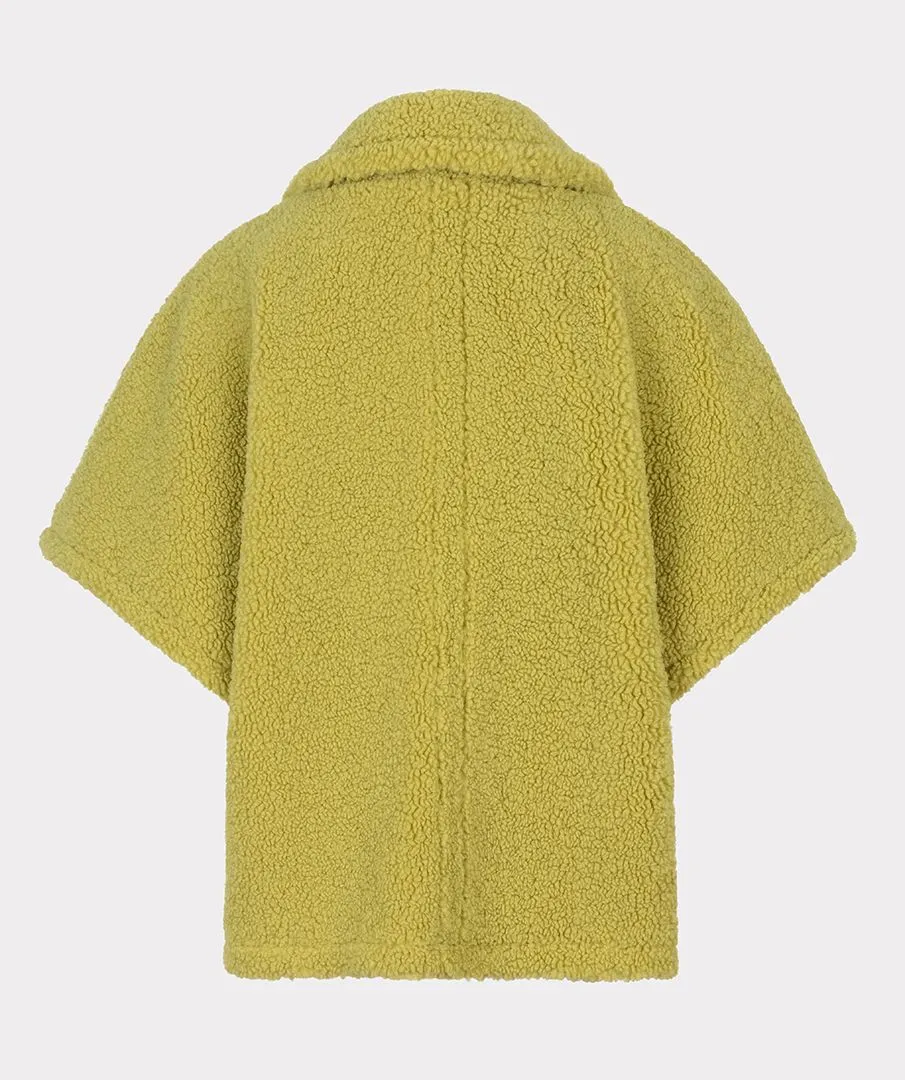 Esqualo Leaf Green Teddy Poncho Coat