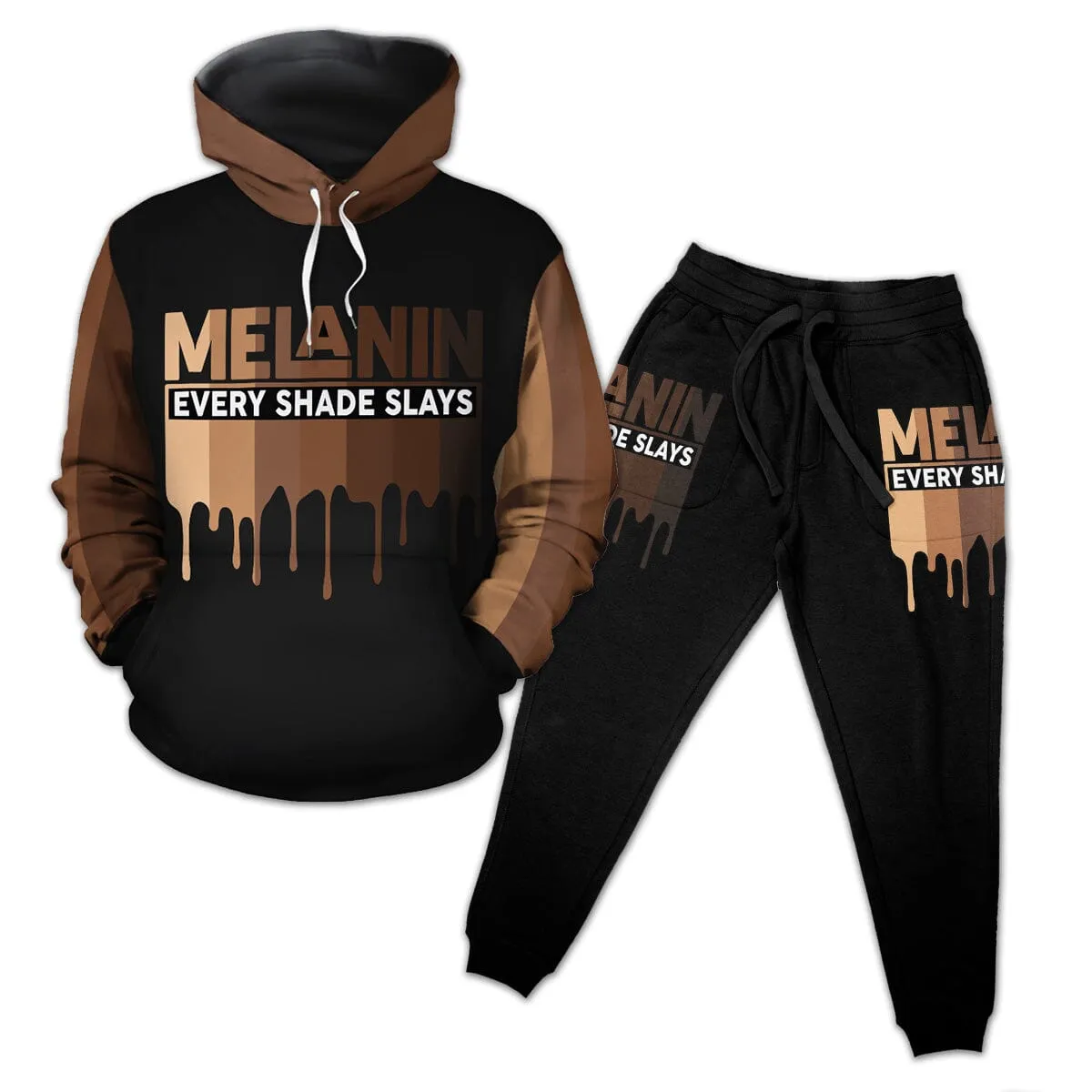 Every Shade Slays Melanin All-over Hoodie And Joggers Set