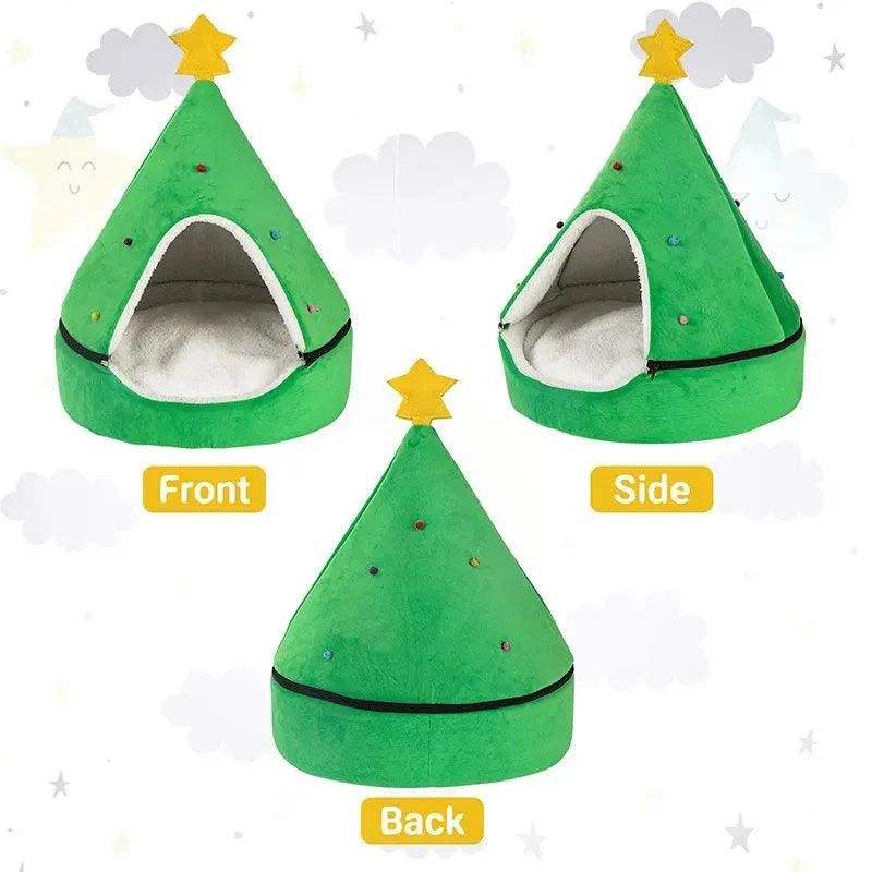 Festive Pet Tent Christmas Cat Bed & Dog House