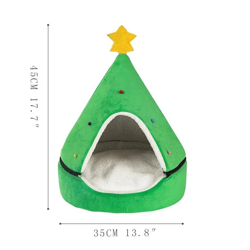 Festive Pet Tent Christmas Cat Bed & Dog House