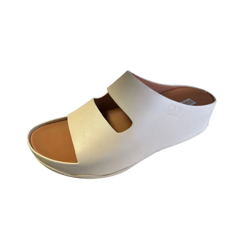 Fitflop Shuv Two-Bar Stone Beige Leather Women's Slides