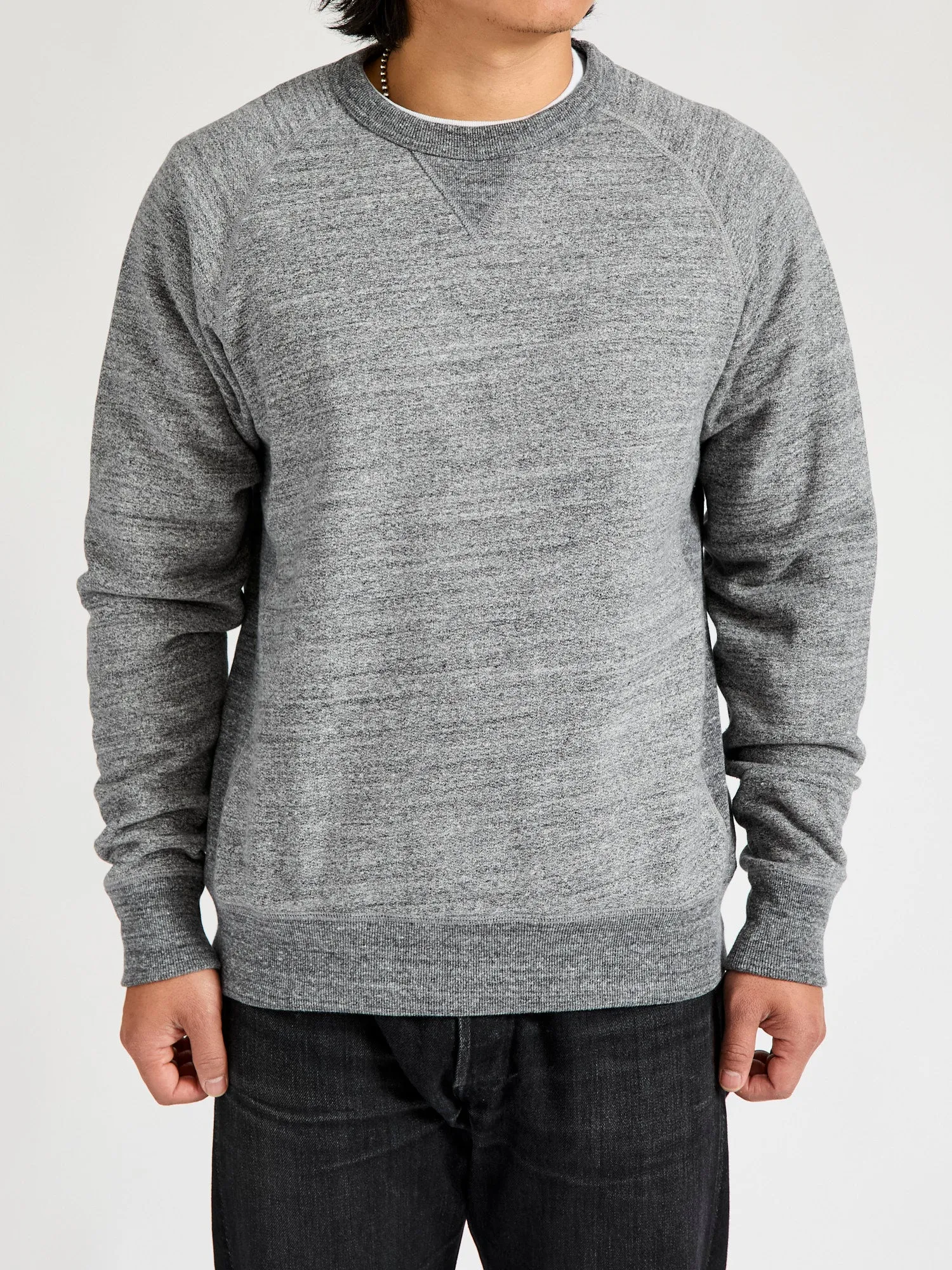 Fleeced FoxFibre® Pullover Crewneck in Charcoal