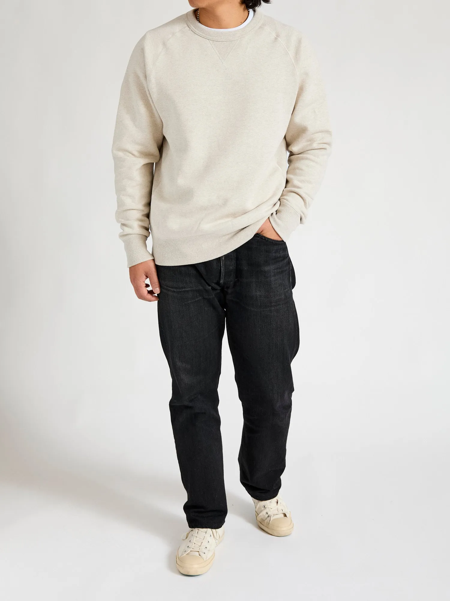 Fleeced FoxFibre® Pullover Crewneck in Oatmeal