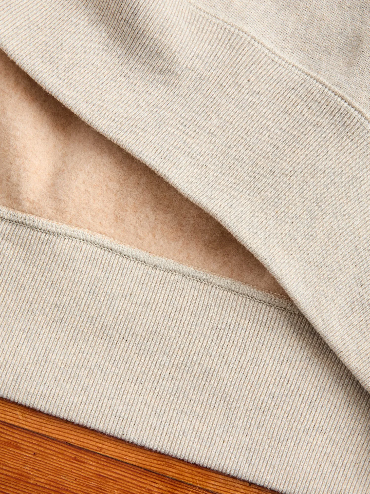 Fleeced FoxFibre® Pullover Crewneck in Oatmeal