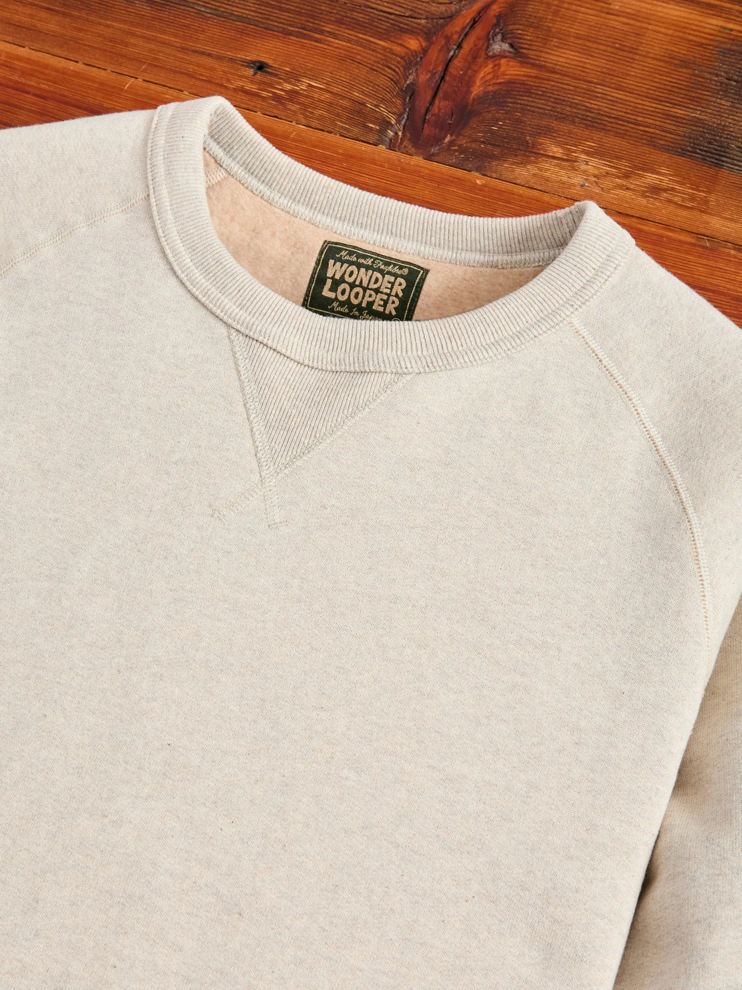 Fleeced FoxFibre® Pullover Crewneck in Oatmeal