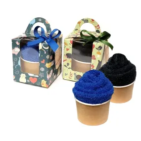 Fuzzy Socks Cupcake Gift Box for Adults and Teens