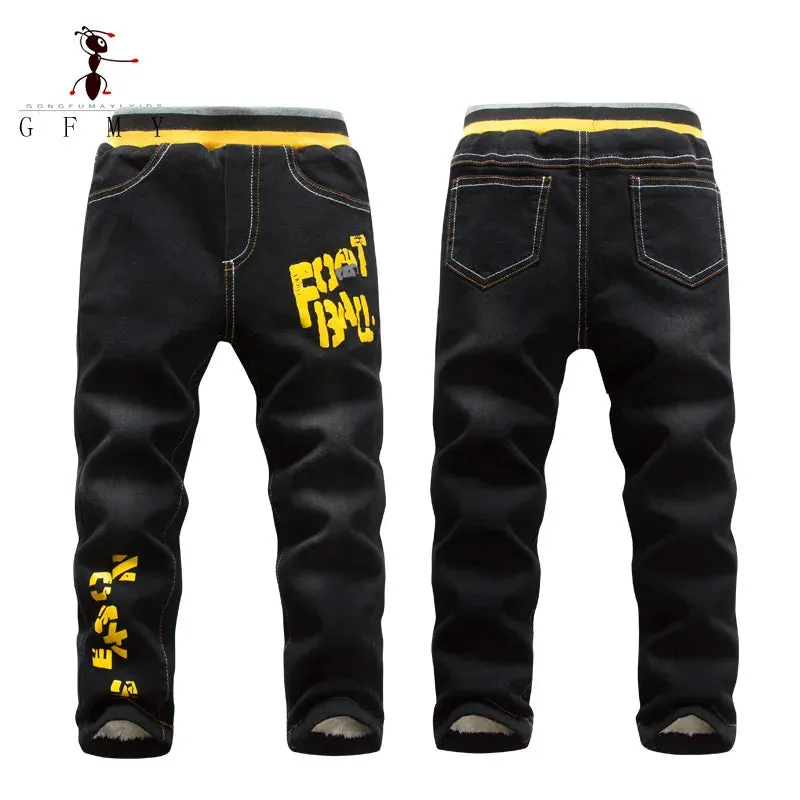 GFMY Brand 2019 Leisure winter Plus velvet Boys Jeans 3year -10year Keep warm Straight type Children's Pants