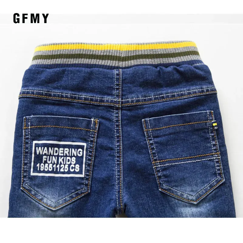 GFMY Brand 2019 Leisure winter Plus velvet Boys Jeans 3year -10year Keep warm Straight type Children's Pants