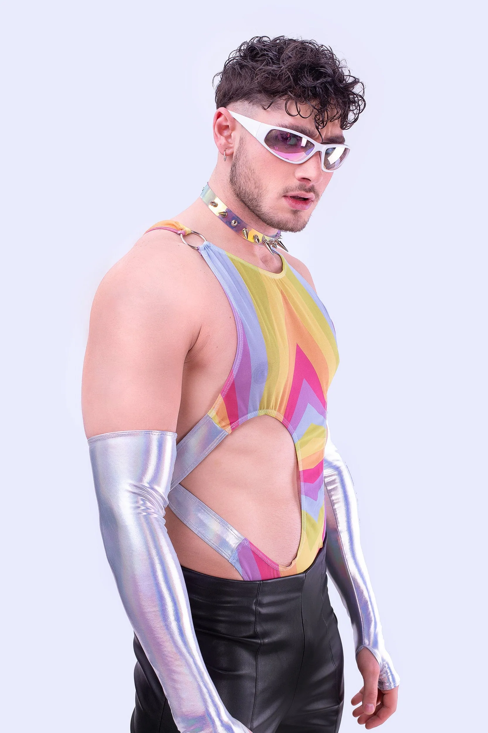 Gleam Male Cut-out Holo Bodysuit