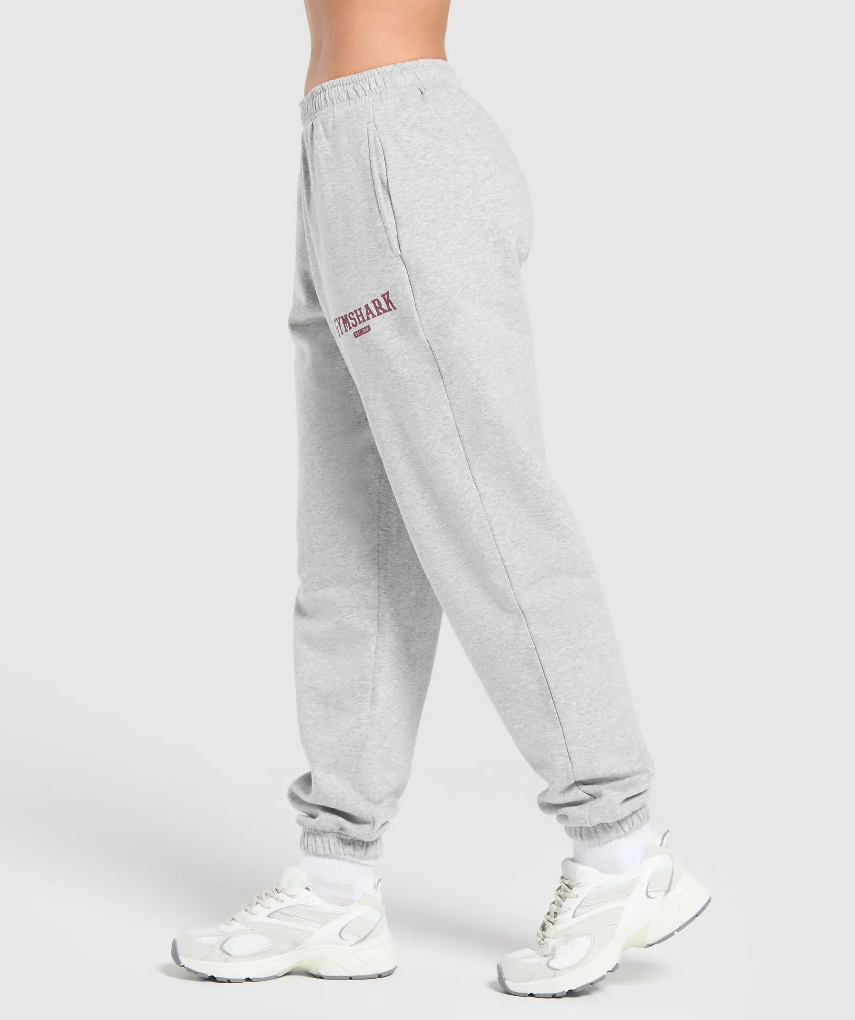 Gymshark Collegiate Lifestyle Fleece Joggers - Light Grey Core Marl