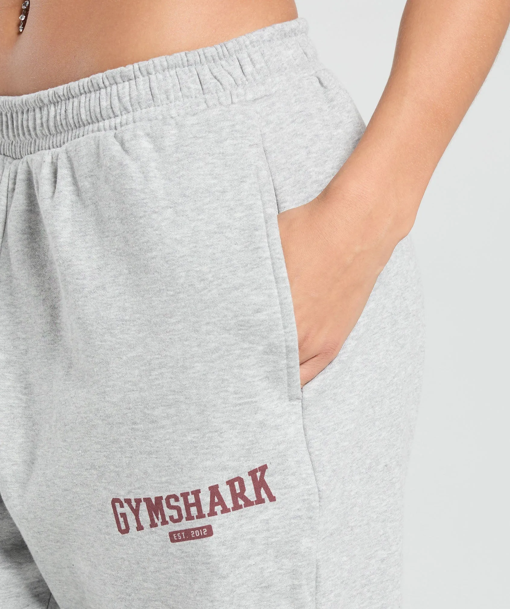 Gymshark Collegiate Lifestyle Fleece Joggers - Light Grey Core Marl