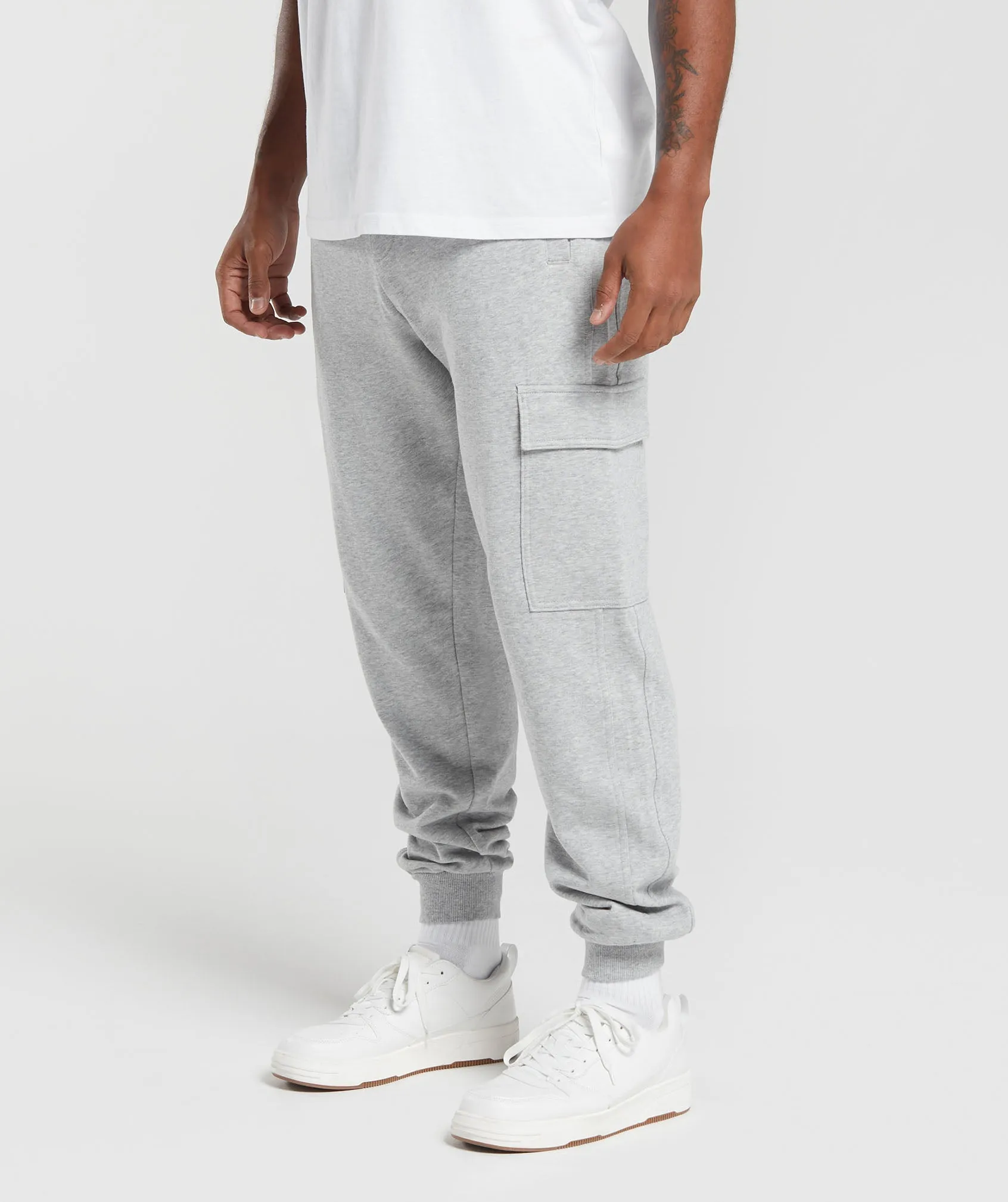 Gymshark Rest Day Essentials Cargo Joggers - Light Grey Core Marl