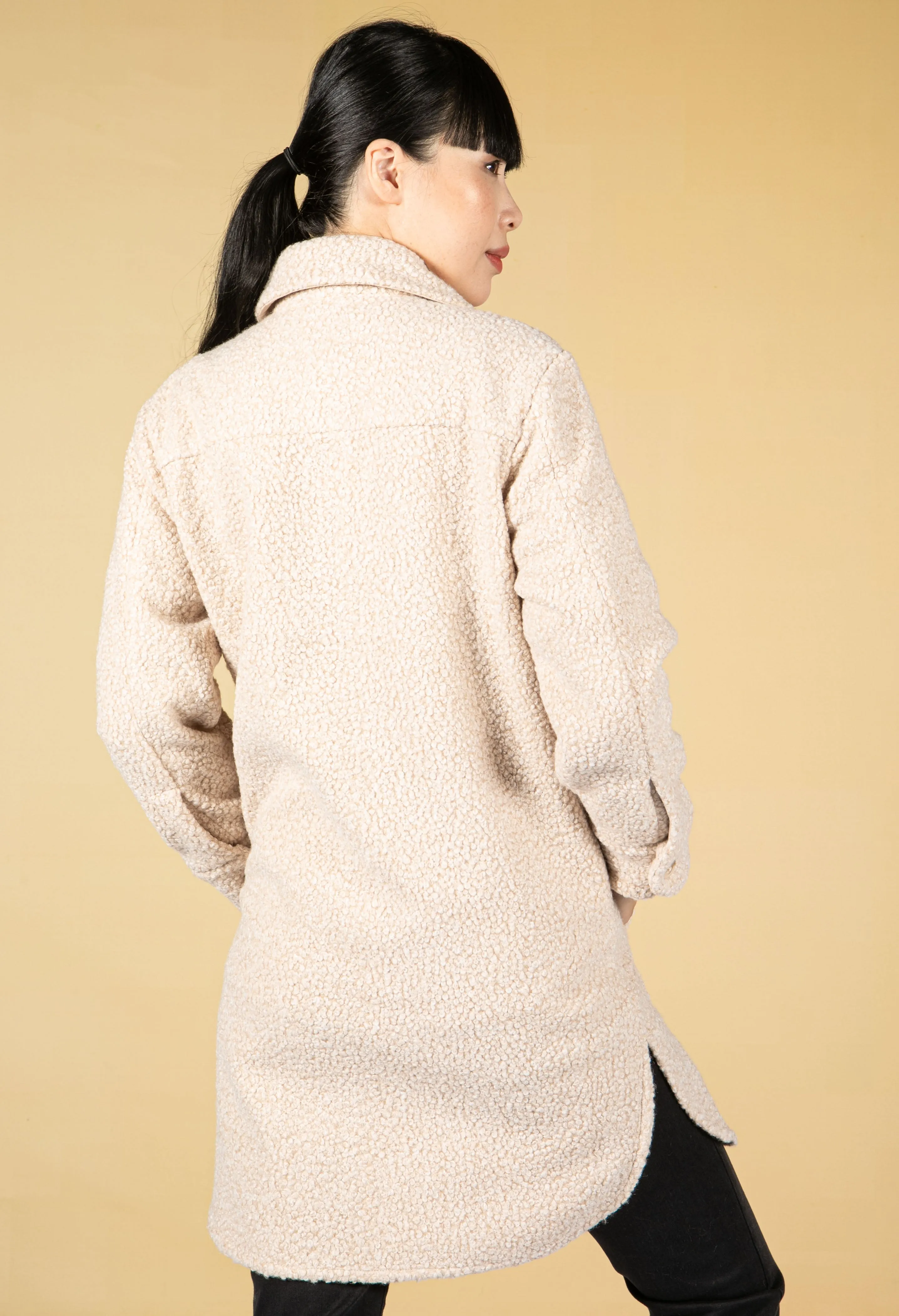 Halore Teddy Coat in Cashmere Cream Melange