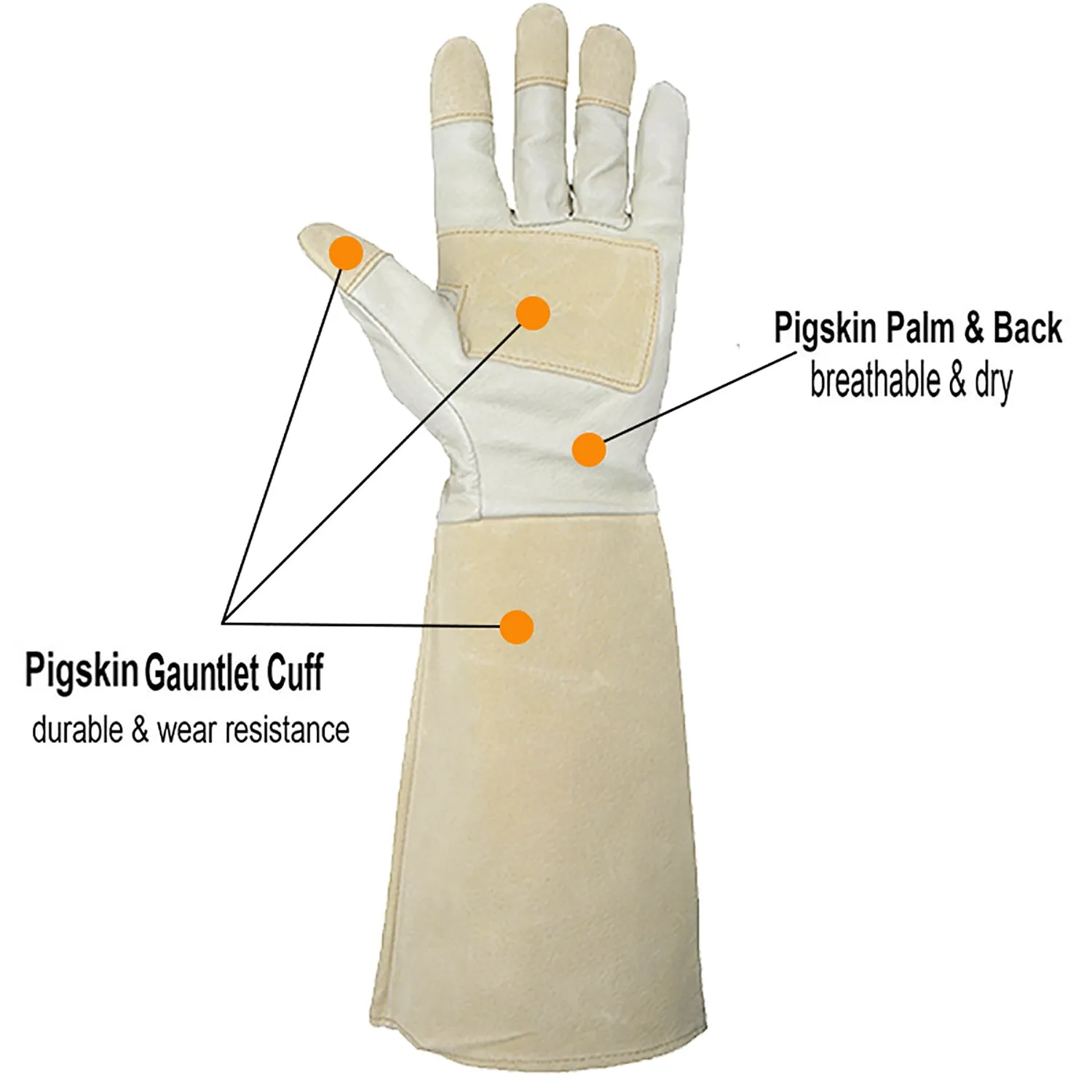 Handlandy Men Women Gardening Gloves Breath Pigskin Leather Long 5067（5/7/9 Pairs）