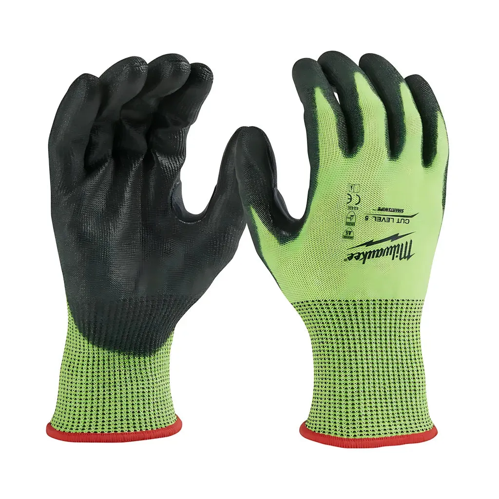 High Visibility Cut Level 5 Polyurethane Dipped Gloves - M