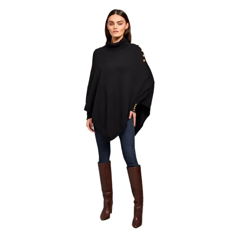 Holland Cooper Roll Neck Ladies Knit Cape - Black