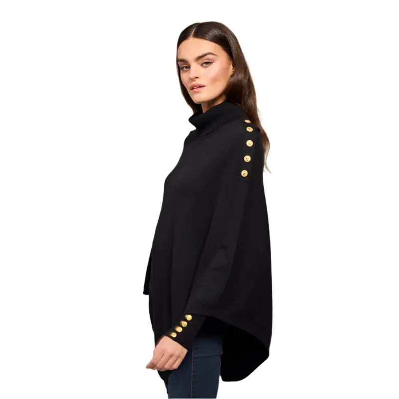 Holland Cooper Roll Neck Ladies Knit Cape - Black