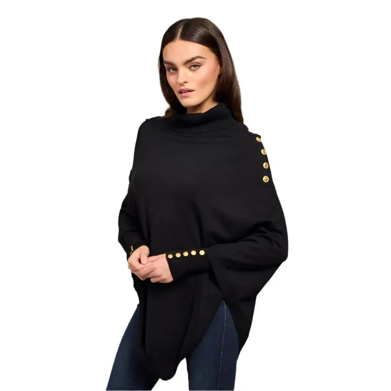 Holland Cooper Roll Neck Ladies Knit Cape - Black