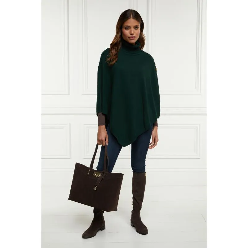 Holland Cooper Roll Neck Ladies Knit Cape - Deep Emerald