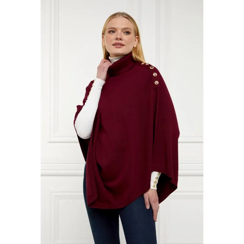 Holland Cooper Roll Neck Ladies Knit Cape - Wine