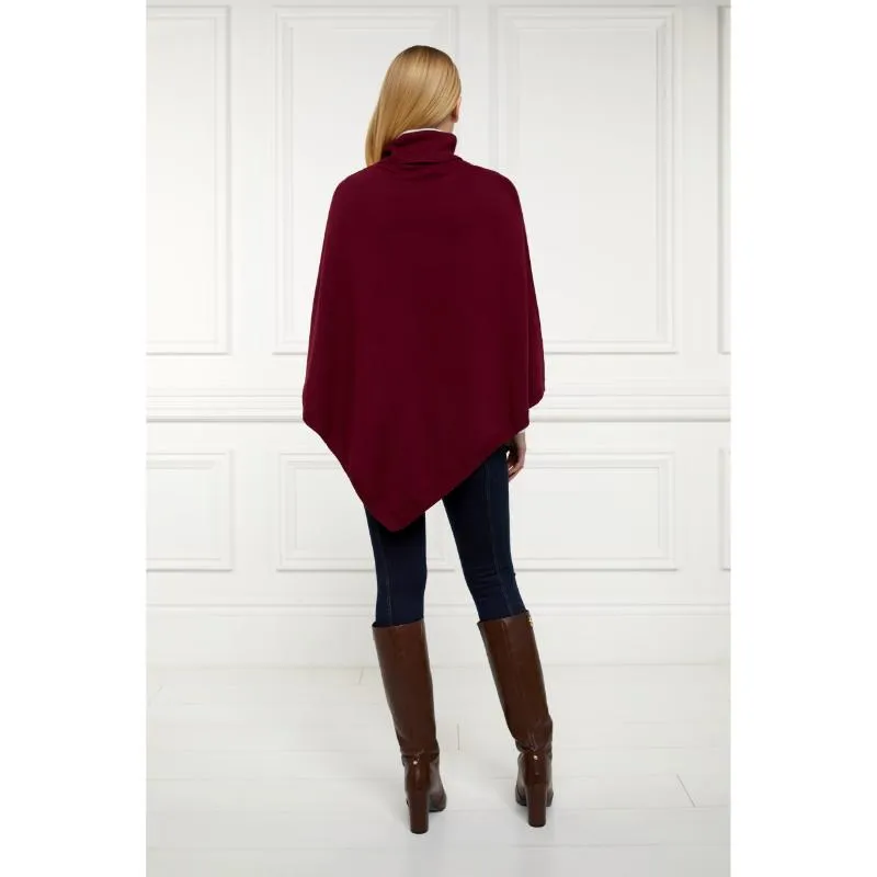 Holland Cooper Roll Neck Ladies Knit Cape - Wine