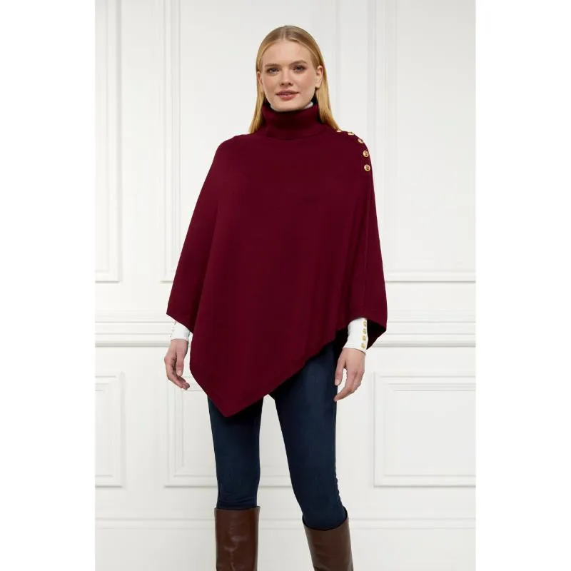 Holland Cooper Roll Neck Ladies Knit Cape - Wine