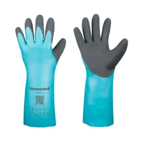 Honeywell Flextril 32-3015E/8M Nitrile Chemical Gloves, 101 Flocked, Angel Blue, 8/Medium, Pack of 12