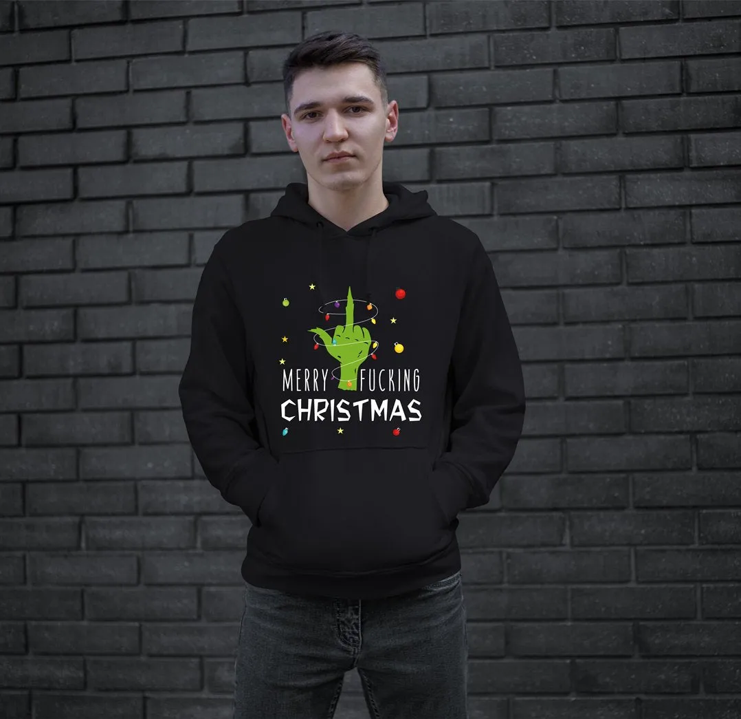 Hoodie - Grinch - Merry fucking Christmas (Mittelfinger)