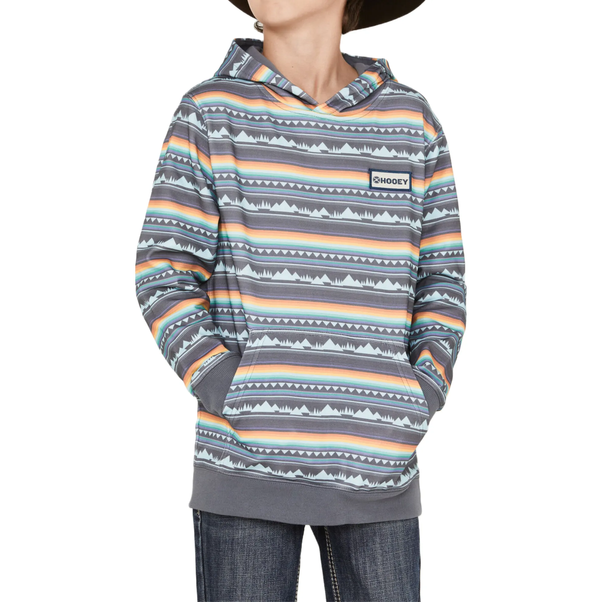 Hooey® Boy's "Teton" Geometric Print Blue and Navy Hoodie H1191BLNV-Y