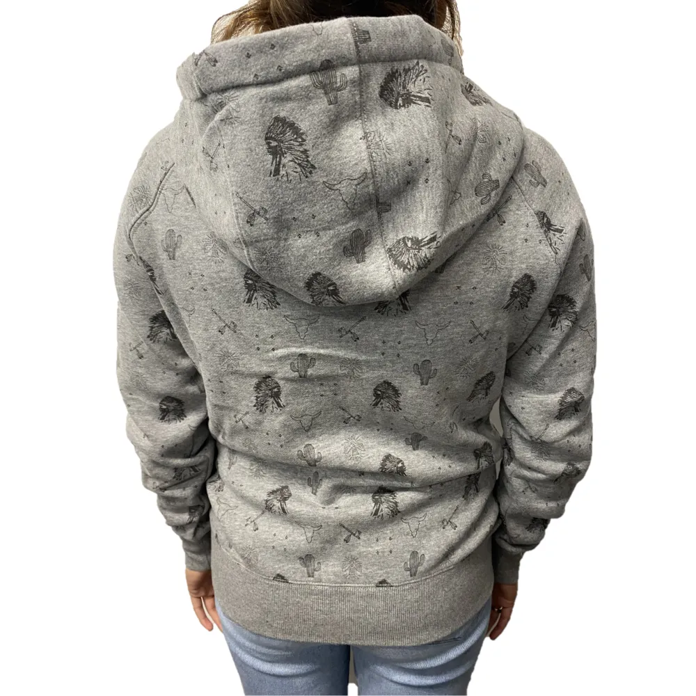 Hooey® Ladies Plains Southwestern Patterned Grey Hoodie HH1198GY